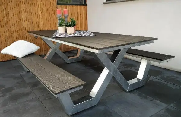 Picknicktafel kruispoot 300 cm verzinkt - Afbeelding 3