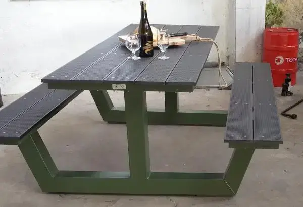 Picknicktafel 4 meter industrial verzinkt en gecoat - Afbeelding 4