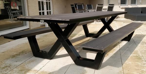 picknicktafel zwart staal frame