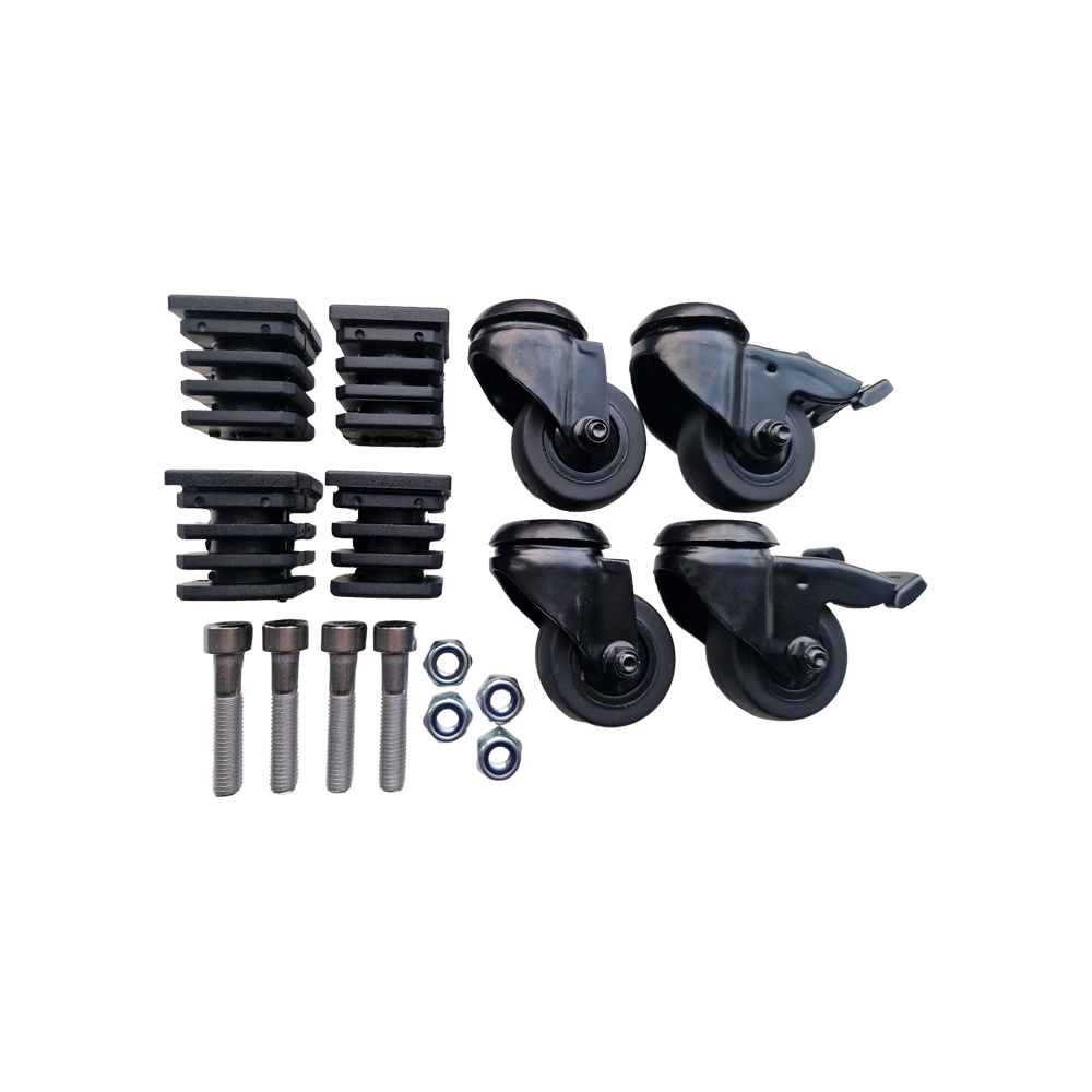 Zwarte wielen set voor onder de duurzame bloembakken